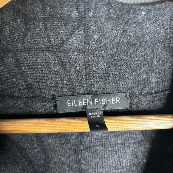 Eileen Fisher Mosaic Print Wool Blend Open Front Cardigan Black Size S - Picture 6 of 6